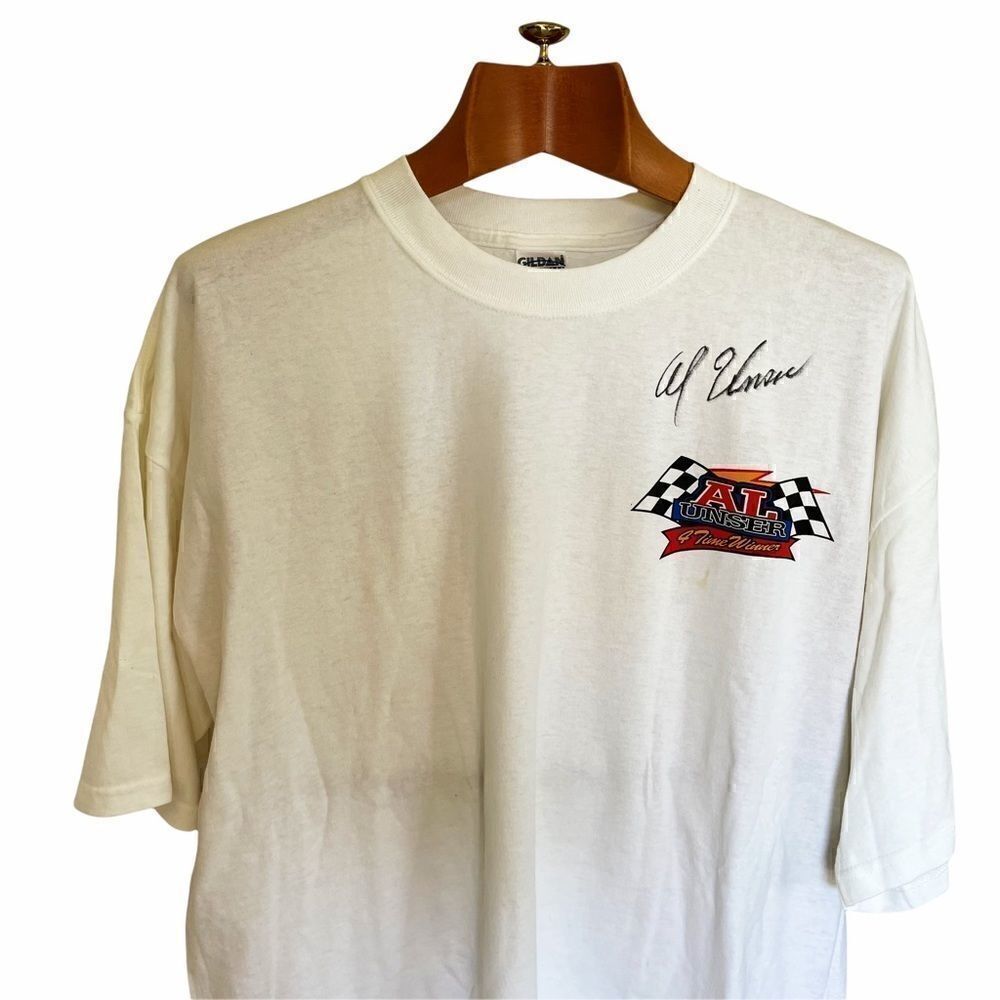 Al Unser Sr. 4 Times Winner Indy Champion Fan T-Shirt Autographed  XXL